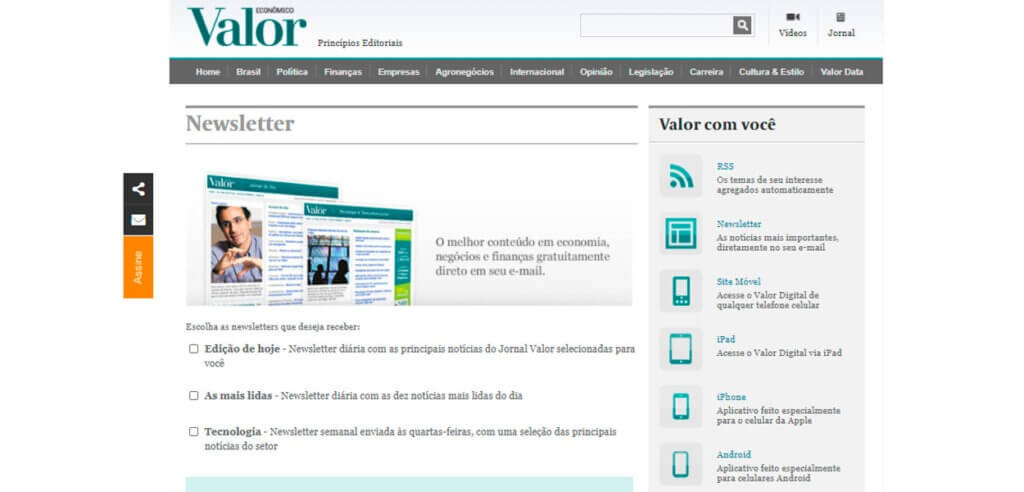 newsletters de economia valor economico